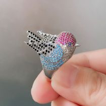 Fashion Silver Copper Diamond Bird Ring