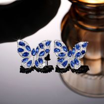 Fashion Blue Copper Diamond Butterfly Earrings