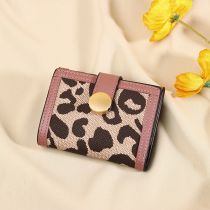 Fashion Pink Pu Leopard Print Drawstring Buckle Wallet