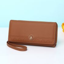 Fashion Brown Pu Multi-card Long Wallet