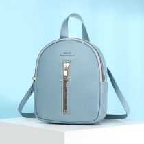 Fashion Sky Blue Pu Large Capacity Backpack