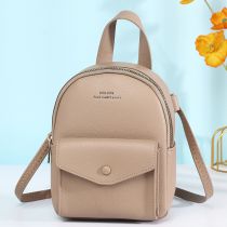 Fashion Apricot Pu Large Capacity Backpack
