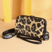 Fashion V-shaped Leopard Print Pvc Twill Crossbody Bag