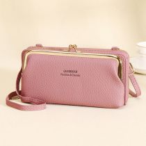 Fashion Lotus Root Starch Pu Pebbled Clip Crossbody Wallet