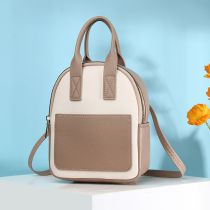 Fashion Apricot Pu Large Capacity Backpack
