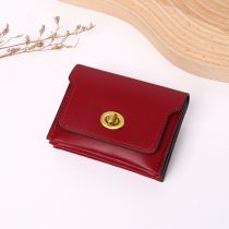 Fashion Red Pu Lock Wallet