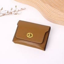 Fashion Brown Pu Lock Wallet