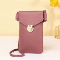 Fashion Deep Pink Pu Lock Flap Crossbody Bag