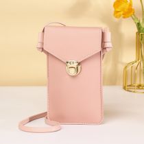 Fashion Light Pink Pu Lock Flap Crossbody Bag