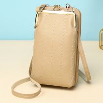 Fashion Khaki Pu Multi-card Clip Crossbody Bag