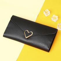 Fashion Black Heart-shaped Buckle Multi-card Slot Wallet