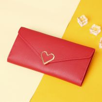 Fashion Red Heart-shaped Buckle Multi-card Slot Wallet