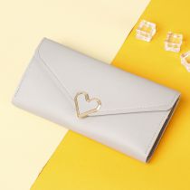 Fashion Grey Heart-shaped Buckle Multi-card Slot Wallet