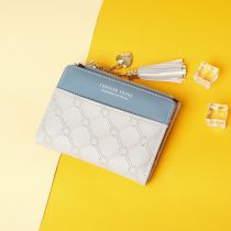 Fashion Light Grey Pu Diamond Square Wallet