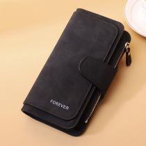 Fashion Black Pu Frosted Buckle Coin Purse