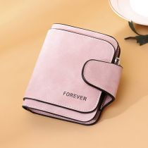 Fashion Short Pink Pu Frosted Buckle Coin Purse