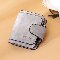 Fashion Short Gray Pu Frosted Buckle Coin Purse