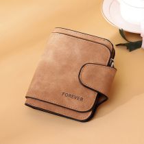 Fashion Short Brown Pu Frosted Buckle Coin Purse