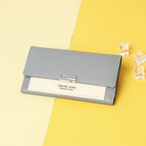 Fashion Grey Pu Multi-card Slot Flip Coin Purse