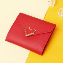 Fashion Red Pu Love Flip Wallet