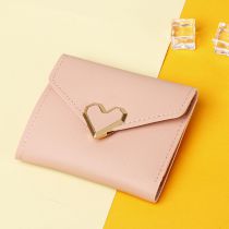 Fashion Light Pink Pu Love Flip Wallet