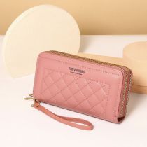 Fashion Light Pink Pu Diamond Multi-card Slot Wallet