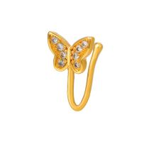 Fashion 3# Copper Inlaid Zirconium Butterfly U-shaped Nose Clip