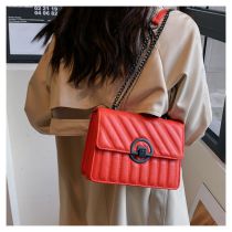Fashion Red Lock Embroidery Flap Crossbody Bag