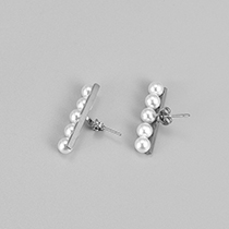 Fashion Silver Earrings Titanium Steel Pearl Geometric Stud Earrings