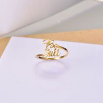Fashion Gold Titanium Steel Letter Ring