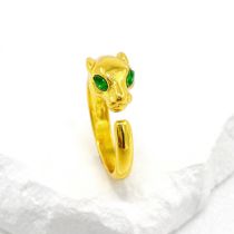 Fashion Gold Alloy Diamond Leopard Head Ring