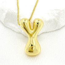 Fashion Y Gold Plated Copper 26 Letter Necklace