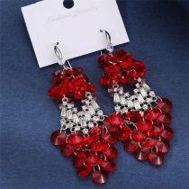 Fashion Red Resin Geometric Beaded Earrings