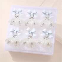 Fashion White Resin Flower Bow Earring Set
