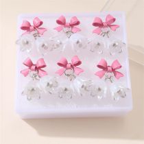 Fashion Pink Resin Flower Bow Earring Set