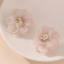 Fashion White Mesh Flower Earrings