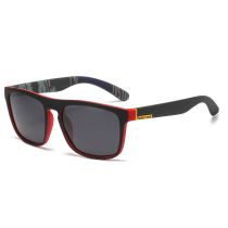 Fashion Black And Red Frame Gray Film Polarized C8 Pc Square Large Frame Sunglasses