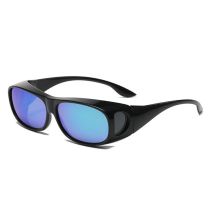 Fashion Bright Black Frame Green Reflective C9 Pc Large Frame Sunglasses