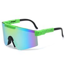 Fashion Green Frame Black Splash Ink Frame Yellow Reflective C22 Pc Integrated Large Frame Sunglasses