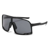 Fashion Black Frame Gray Film C1 Pc Integrated Large Frame Sunglasses