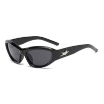 Fashion Bright Black Frame Gray Film C1 Pc Five-pointed Star Small Frame Sunglasses