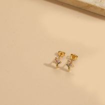 Fashion Five-pointed Star Copper Inlaid Zirconium Geometric Stud Earrings
