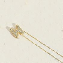 Fashion M Copper And Diamond 26 Letter Necklace