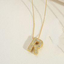 Fashion R Copper And Diamond 26 Letter Necklace