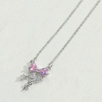 Fashion Love Bow Copper Diamond Bow Necklace