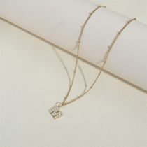 Fashion M Stainless Steel Pearl 26 Letter Necklace