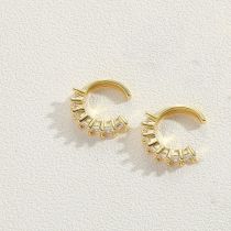 Fashion White Zirconium (gold) Gold-plated Copper And Diamond-encrusted C-shaped Ear Clips