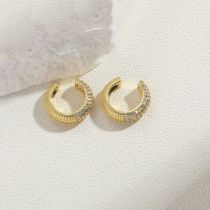 Fashion Full Of Zirconium (gold) Gold-plated Copper And Diamond-encrusted C-shaped Ear Clips