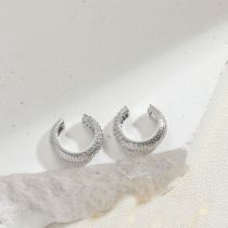 Fashion Full Of Zirconium (silver) Gold-plated Copper And Diamond-encrusted C-shaped Ear Clips