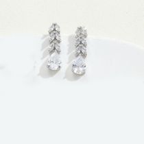 Fashion Water Drop Zircon Copper Diamond Drop Earrings